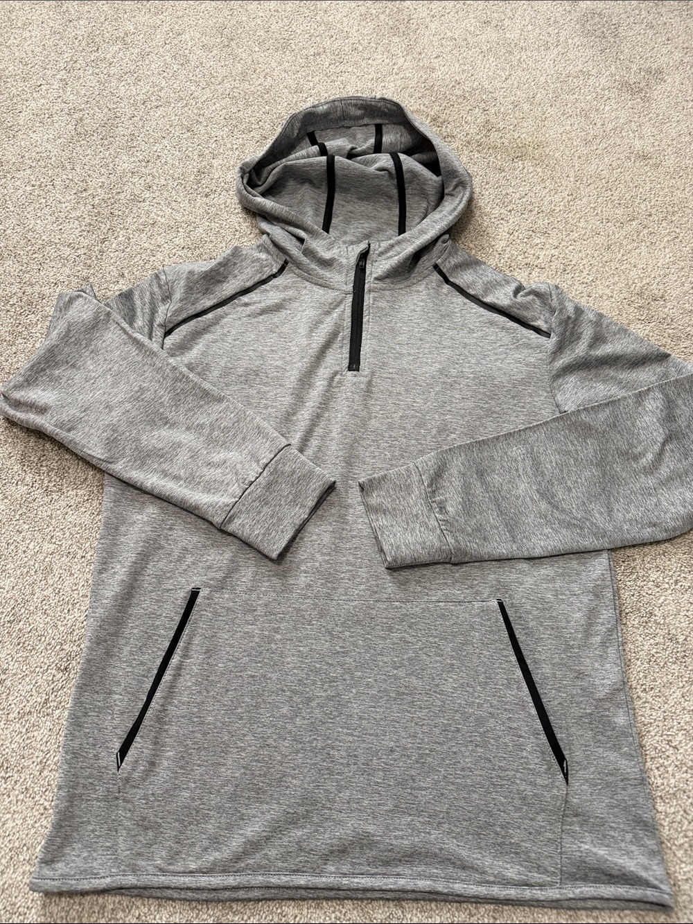 Men's Grey Hooded Pullover Sweatshirt